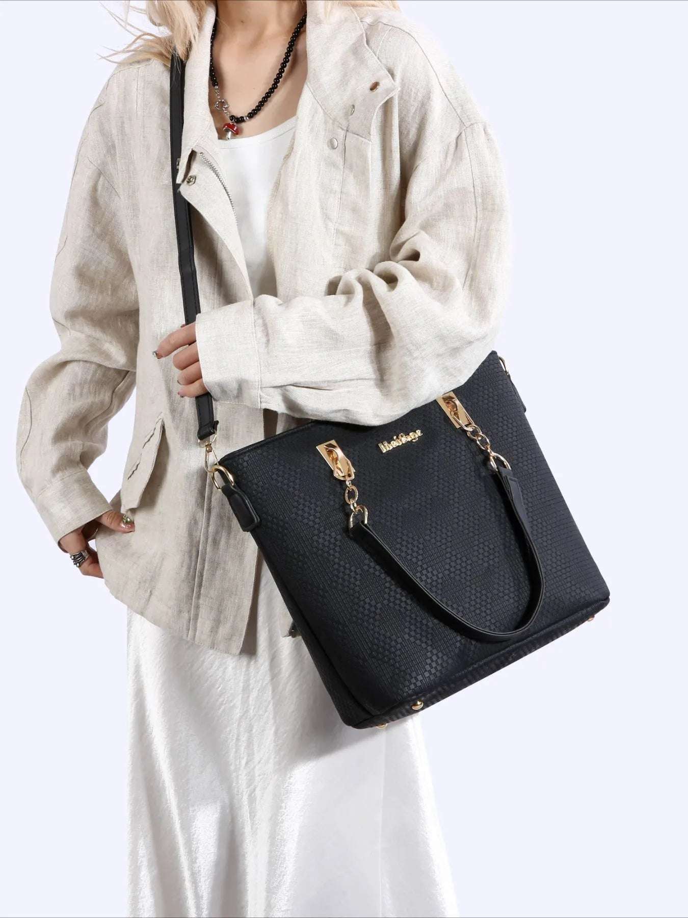 6-Piece Leather Textured Bag Set - Premium Wallet from Trendsi - Just $37.99! Shop now at Handbags Specialist Headquarter