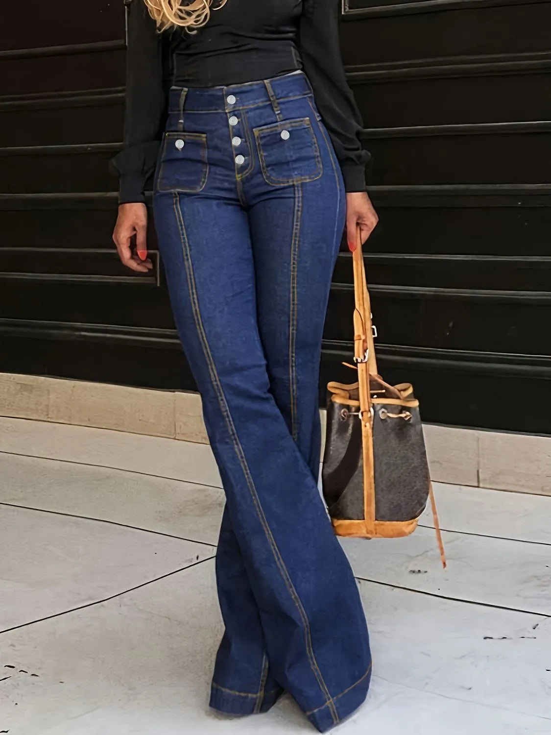 Flare Jeans with Pockets - Premium Women / Jeans & Denim from Trendsi - Just $35.10! Shop now at Handbags Specialist Headquarter