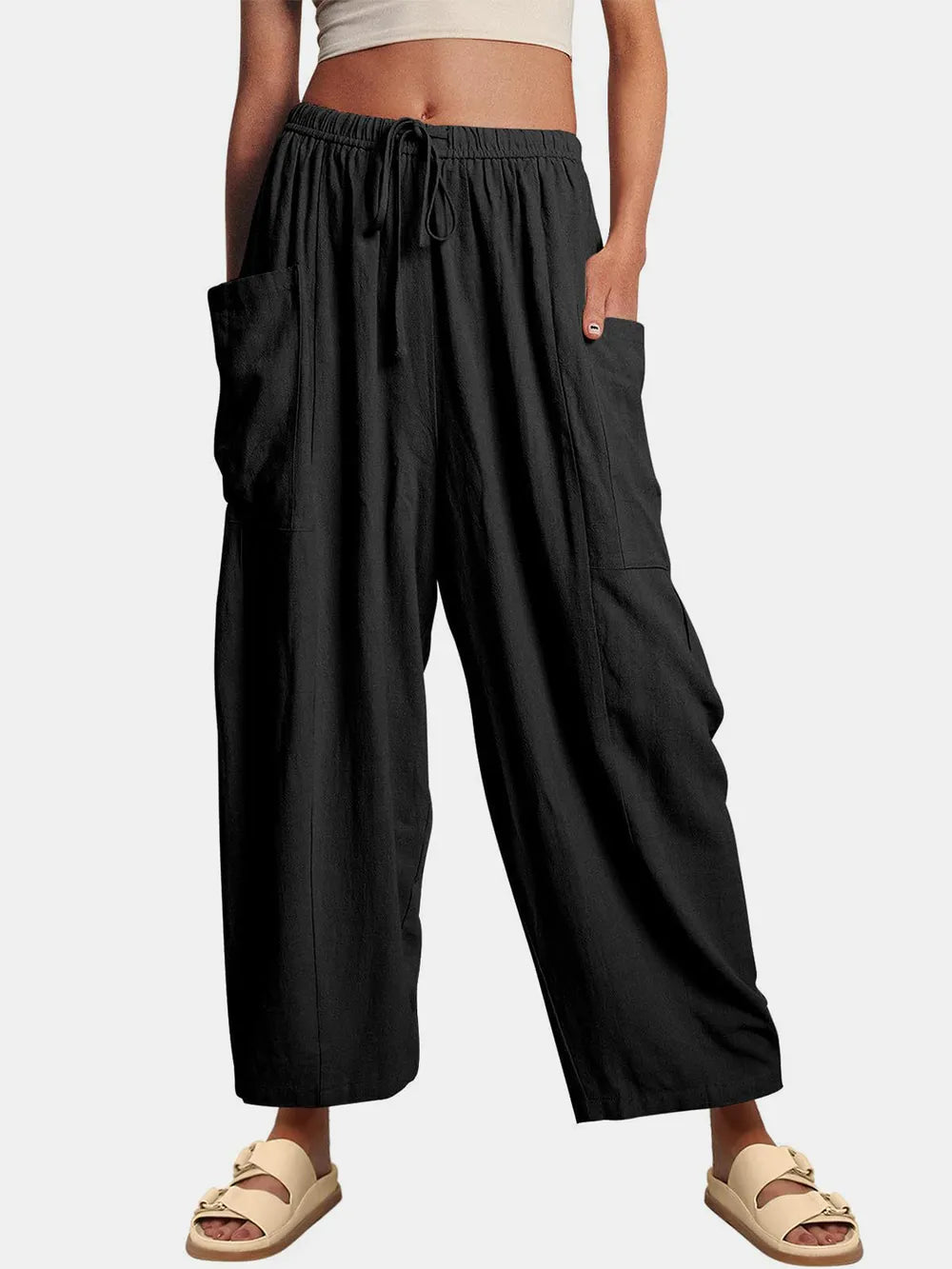 Full Size Wide Leg Pants with Pockets - Premium Women Pants from Trendsi - Just $42.99! Shop now at Handbags Specialist Headquarter