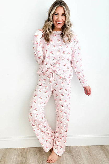 Santa Print Long Sleeve Top and Pants Lounge Set - Premium Sleepwear from Trendsi - Just $46.99! Shop now at Handbags Specialist Headquarter