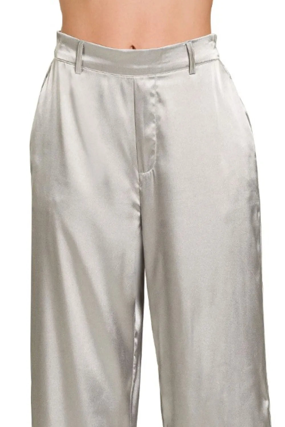 Zenana Wide-Leg Satin Pants - Premium Women Pants from Trendsi - Just $26.99! Shop now at Handbags Specialist Headquarter