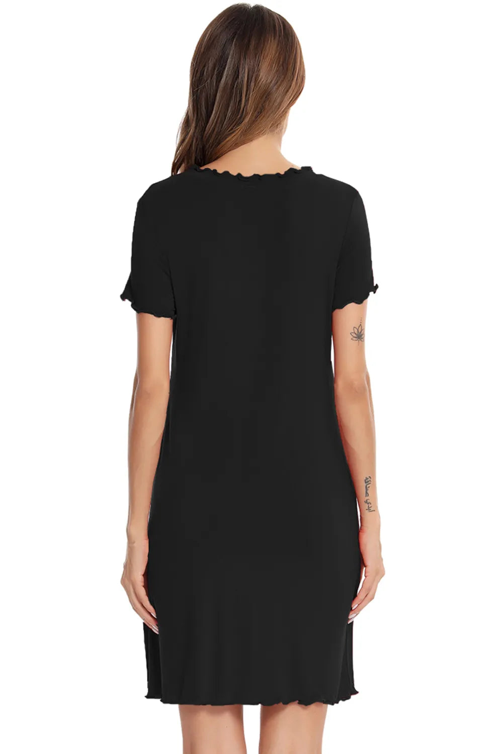 Round Neck Short Sleeve Lounge Dress - Premium Sleepwear from Trendsi - Just $28.99! Shop now at Handbags Specialist Headquarter