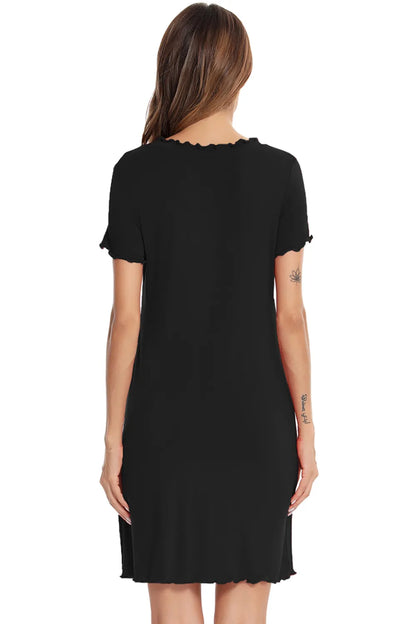 Round Neck Short Sleeve Lounge Dress - Premium Sleepwear from Trendsi - Just $28.99! Shop now at Handbags Specialist Headquarter
