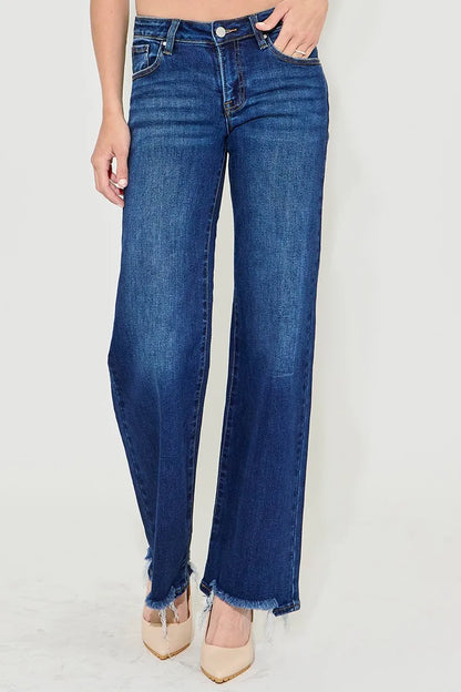 RISEN Full Size Low Rise Wide Leg Jeans Plus Size - Premium Women / Jeans & Denim from Trendsi - Just $67.99! Shop now at Handbags Specialist Headquarter