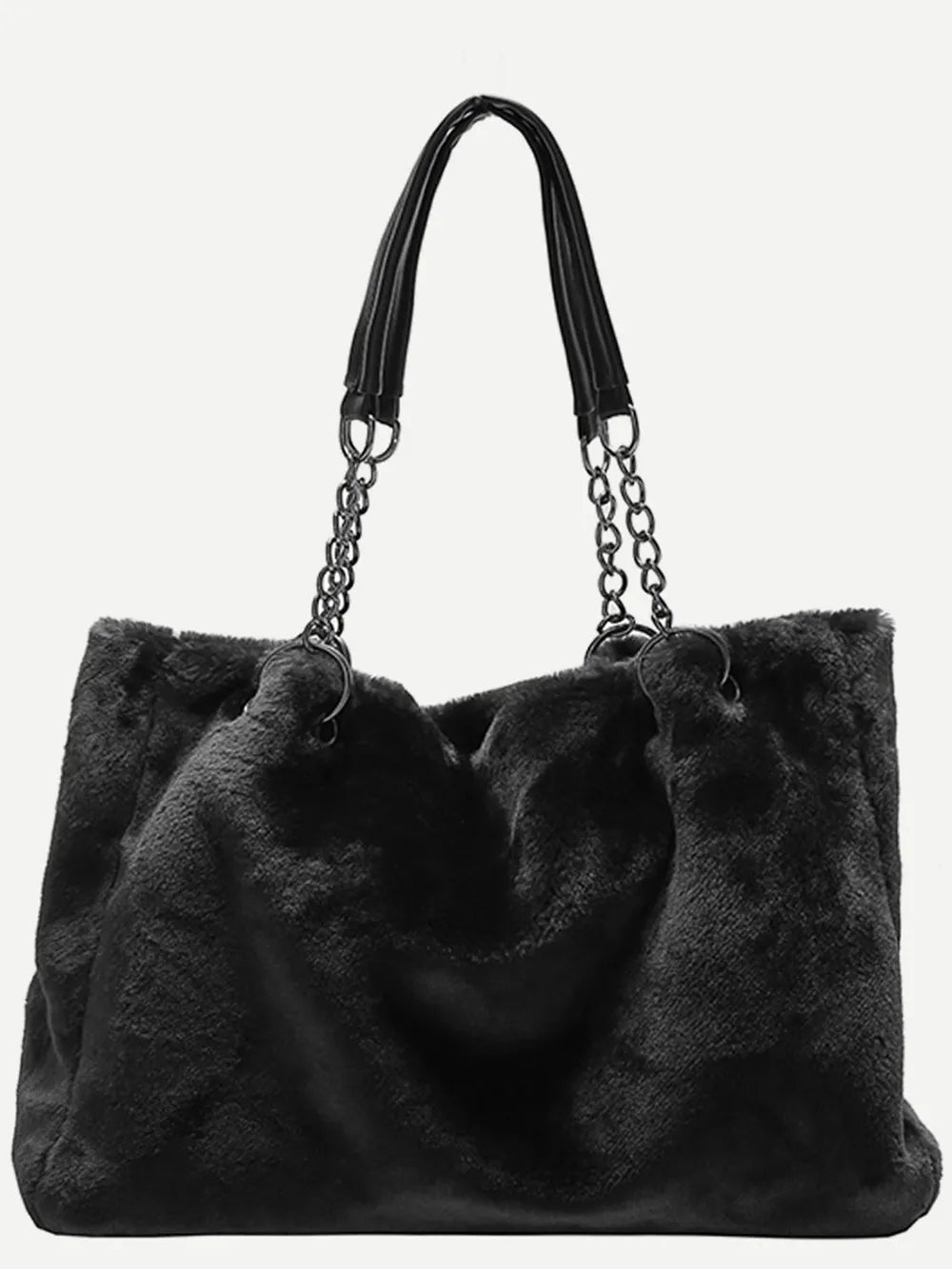 Faux Fur Solid Color Tote Bag - Premium Tote Bag from Trendsi - Just $39.99! Shop now at Handbags Specialist Headquarter