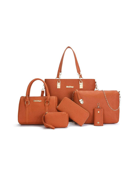 6-Piece Leather Textured Bag Set - Premium Wallet from Trendsi - Just $37.99! Shop now at Handbags Specialist Headquarter