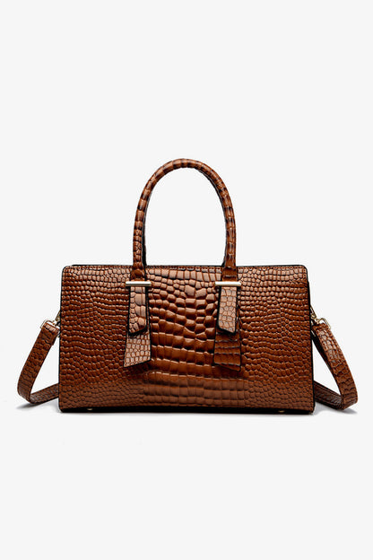 Textured PU Leather Handbag - Premium Handbags from Trendsi - Just $66.99! Shop now at Handbags Specialist Headquarter