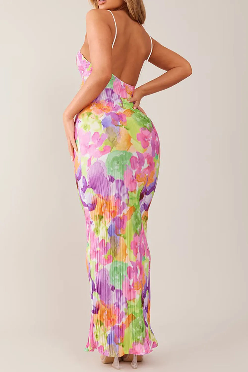 Backless Printed Maxi Cami Dress - Premium Maxi Dress from Trendsi - Just $24.99! Shop now at Handbags Specialist Headquarter