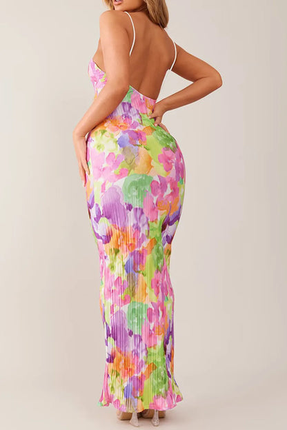 Backless Printed Maxi Cami Dress - Premium Maxi Dress from Trendsi - Just $24.99! Shop now at Handbags Specialist Headquarter