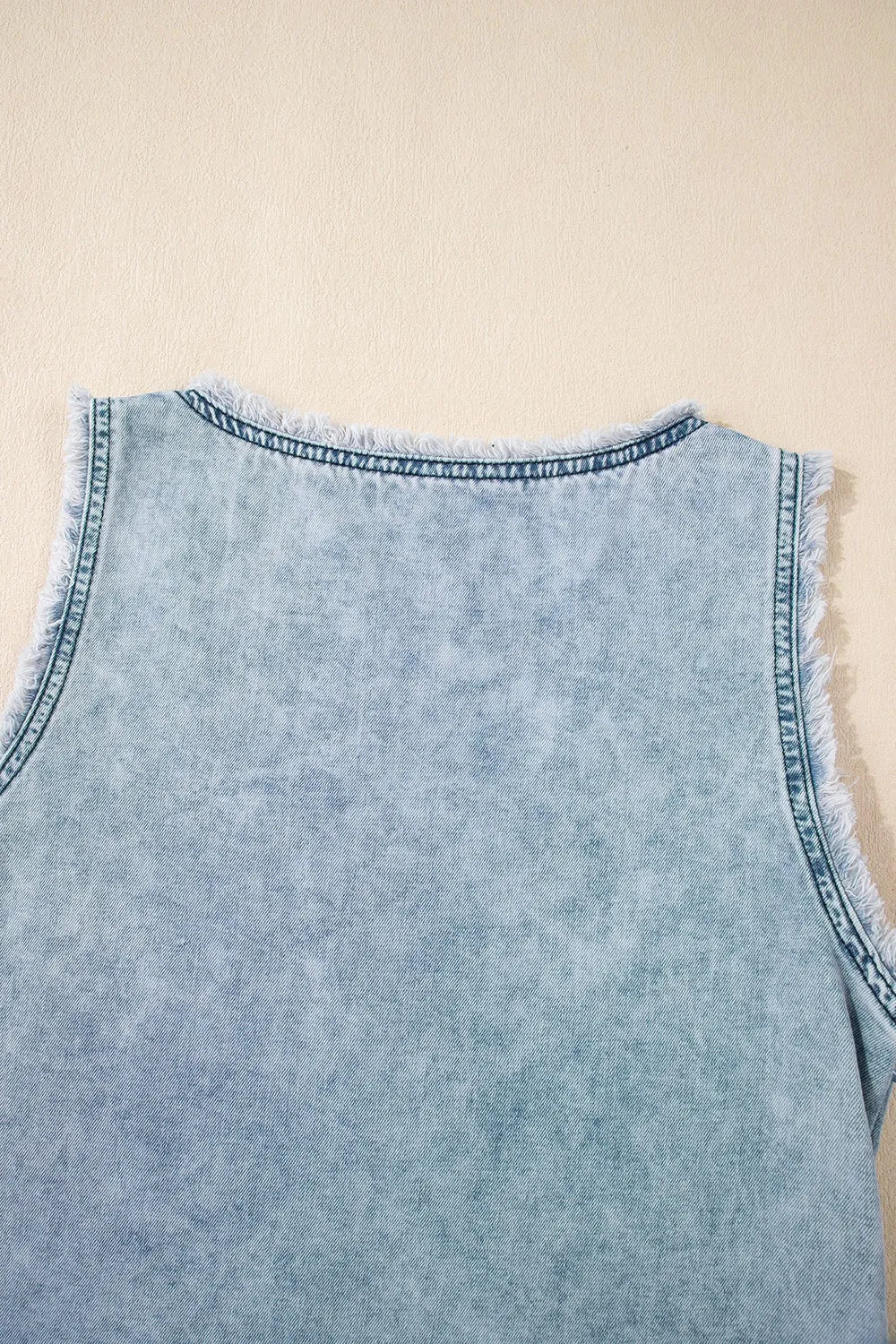 Mineral Wash Denim Frayed U Neck Sleeveless Top - Premium Women / Jeans & Denim from Trendsi - Just $30.96! Shop now at Handbags Specialist Headquarter