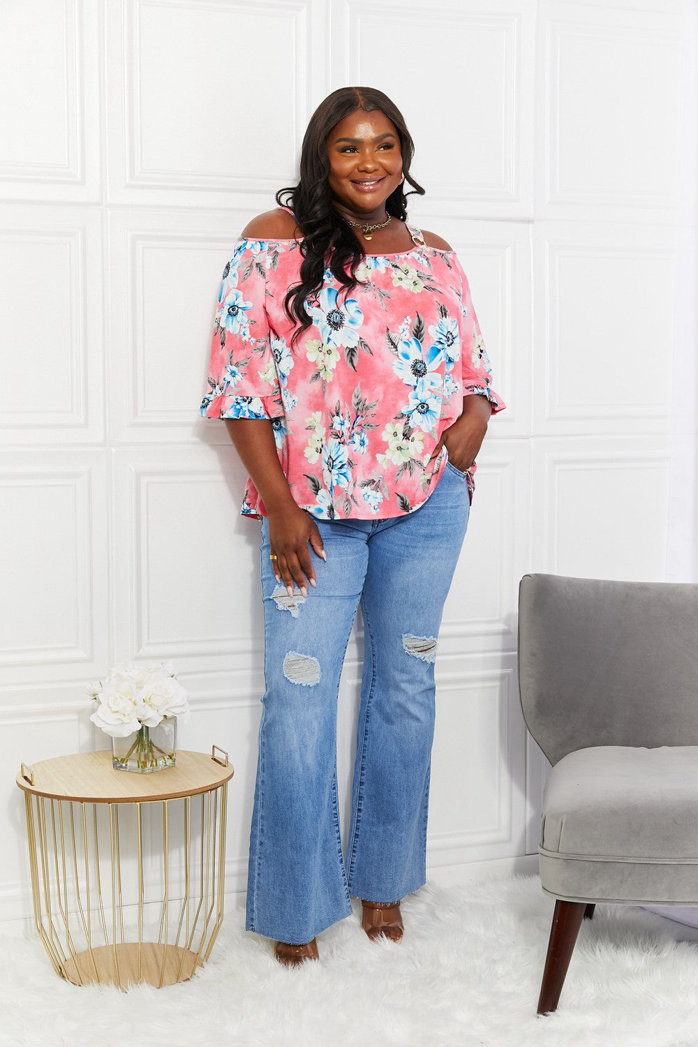 Sew In Love Full Size Fresh Take  Floral Cold-Shoulder Top - Premium Women / Jeans & Denim from Trendsi - Just $42! Shop now at Handbags Specialist Headquarter