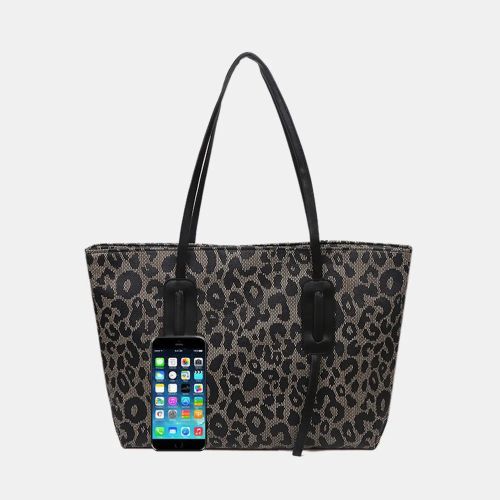 PU Leather Leopard Tote Bag - Premium Tote Bag from Trendsi - Just $39.99! Shop now at Handbags Specialist Headquarter