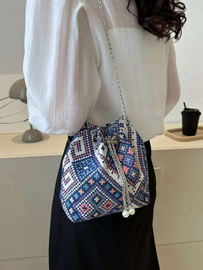 Printed Chain Bucket Bag - Premium Crossbody Bag from Trendsi - Just $19.99! Shop now at Handbags Specialist Headquarter