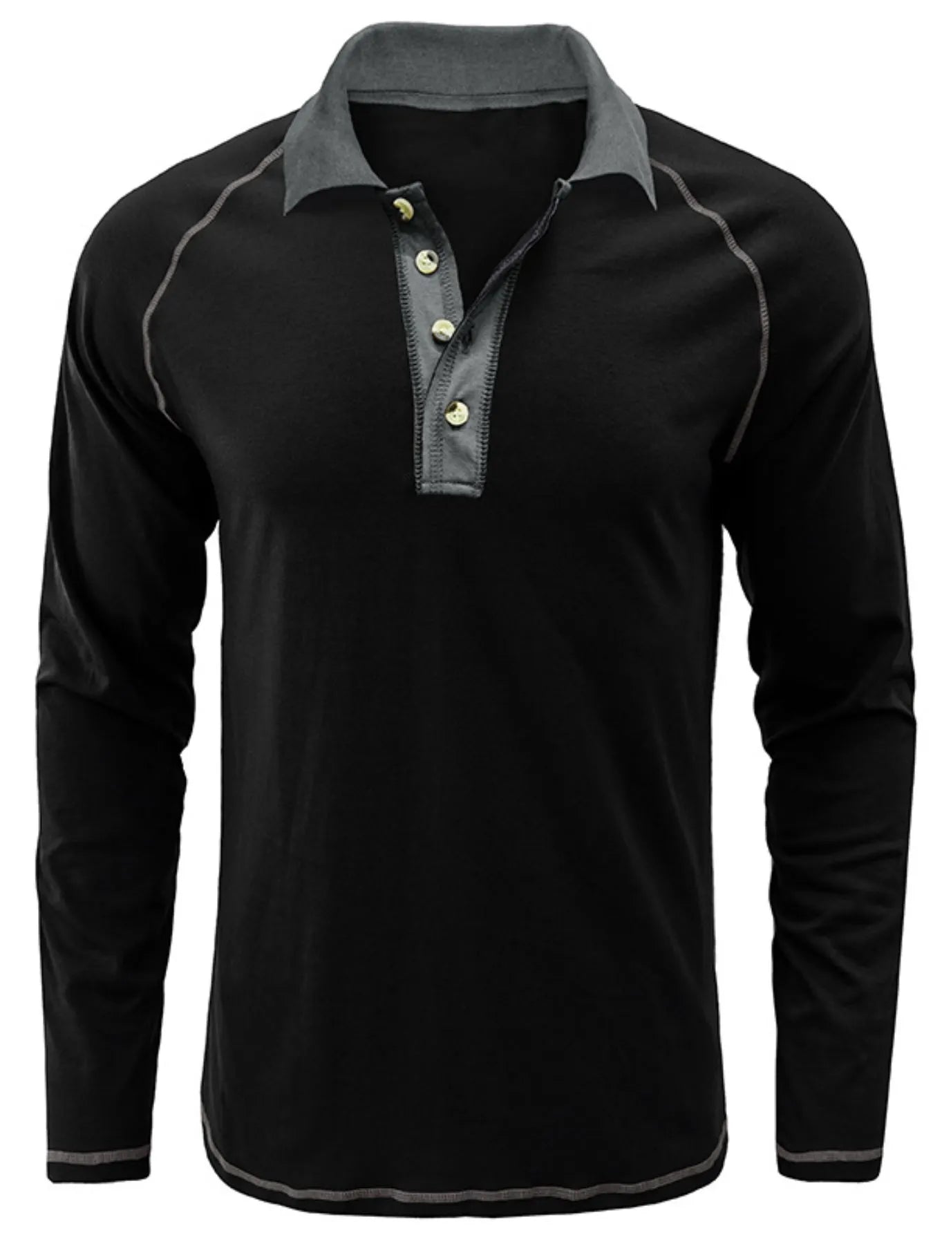 Men's Contrast Collar Long Sleeve Polo Shirt - Premium Men's Polo shirt from Trendsi - Just $41.96! Shop now at Handbags Specialist Headquarter