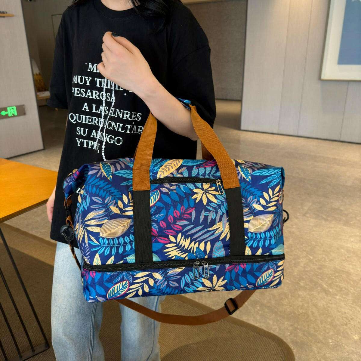 Canvas Printed Travel Bag - Premium Luggage Travel Bags from Trendsi - Just $38.99! Shop now at Handbags Specialist Headquarter