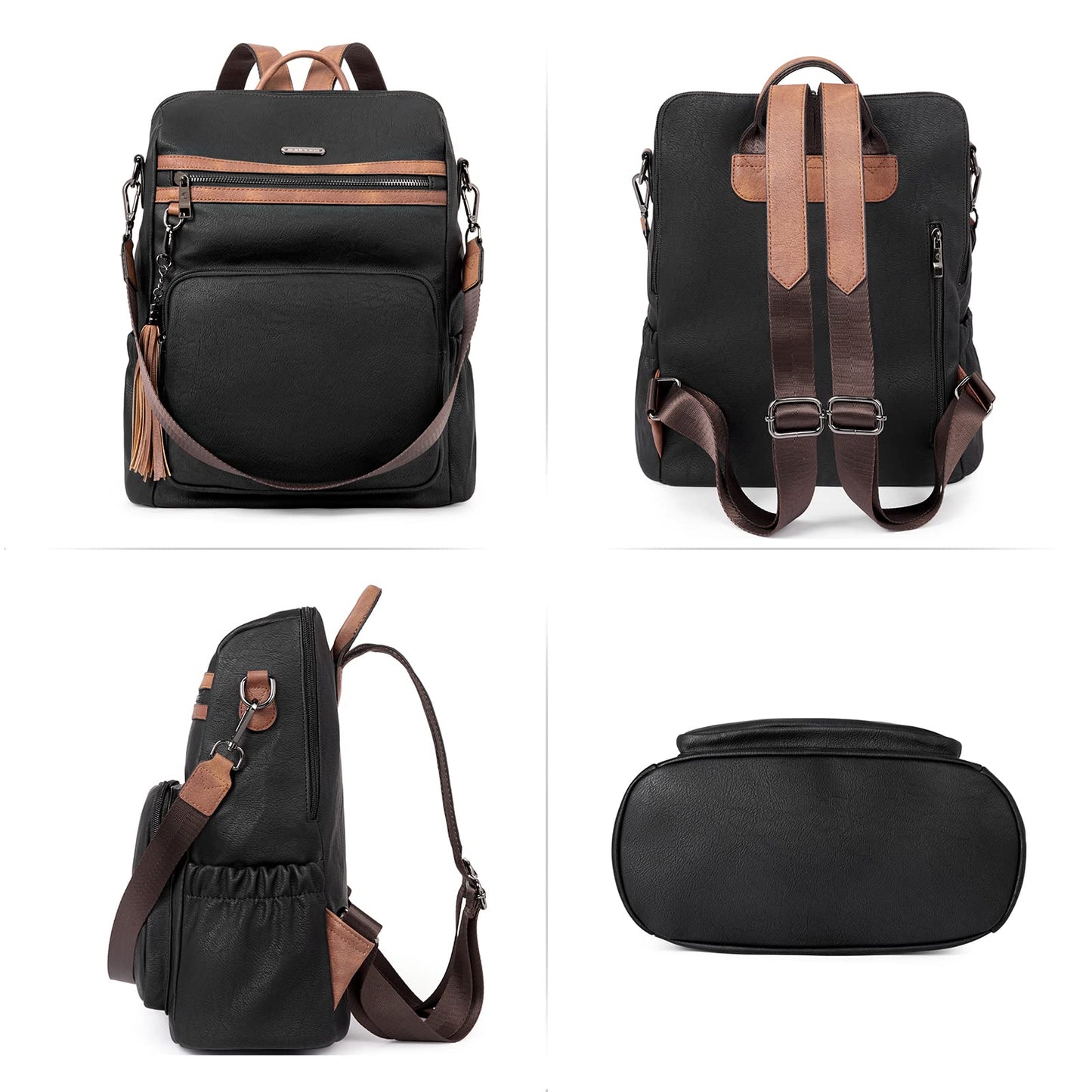 DUO-TONE Luxe Women's Leather Travel Backpack