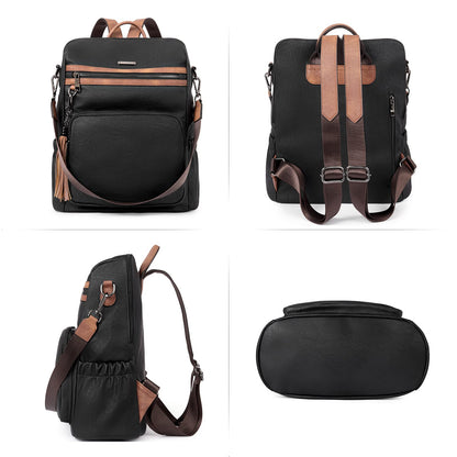 DUO-TONE Luxe Women's Leather Travel Backpack