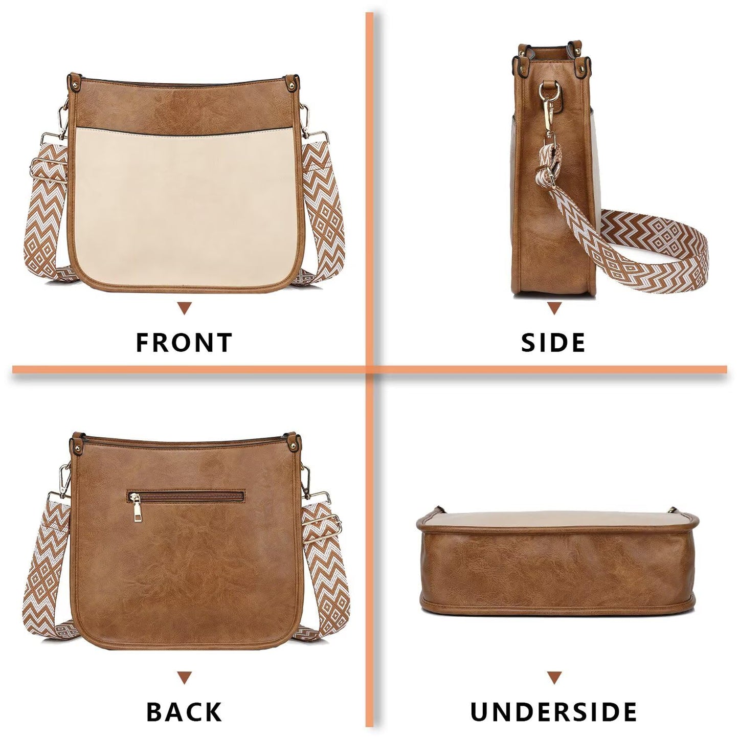 AUYOCO Chic Vegan Leather Crossbody Bag with Strap