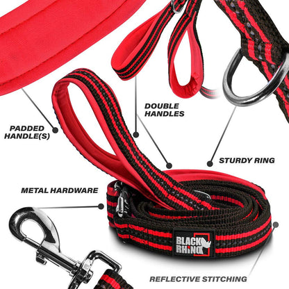 RhinoGrip Aqua: Double Handle Reflective Dog Leash