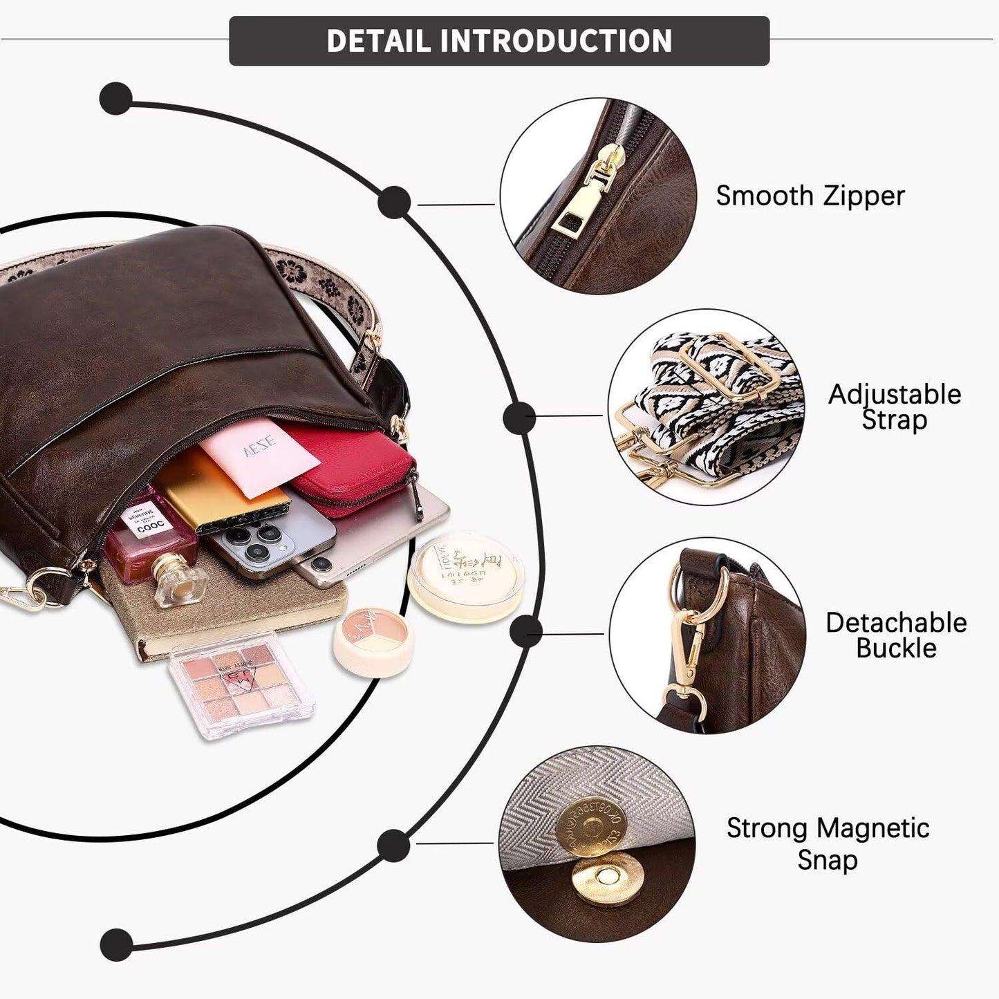 AUYOCO Chic Vegan Leather Crossbody Bag with Strap