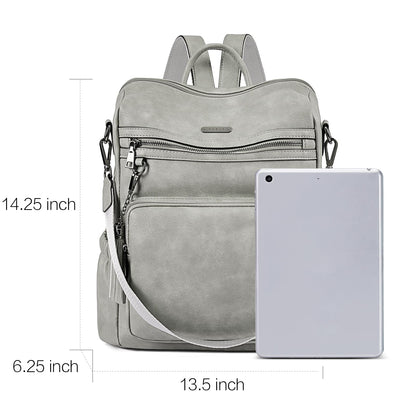 DUO-TONE Luxe Women's Leather Travel Backpack