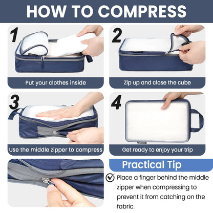 BAGAIL Travel Compression Cubes Set for Packing Ease