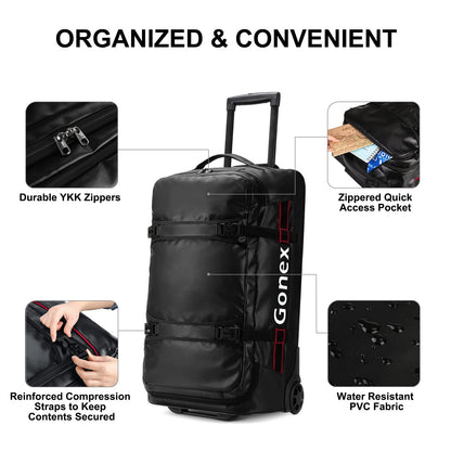 Gonex 70L Wheeled Duffle - Olive Green Travel Bag