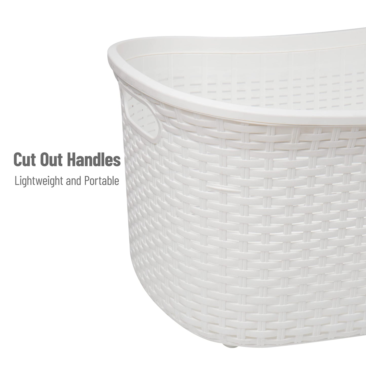 Ivory Wicker Mind Reader 40L Laundry Basket