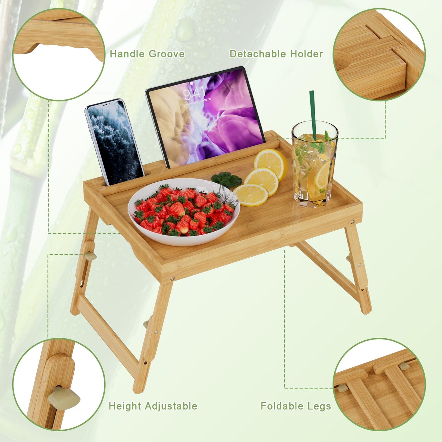 Artmeer Bamboo Foldable Bed & Laptop Tray - 2 Pack