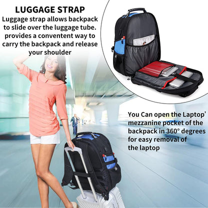 SHRRADOO 50L USB Travel Laptop Backpack - Airline Approved