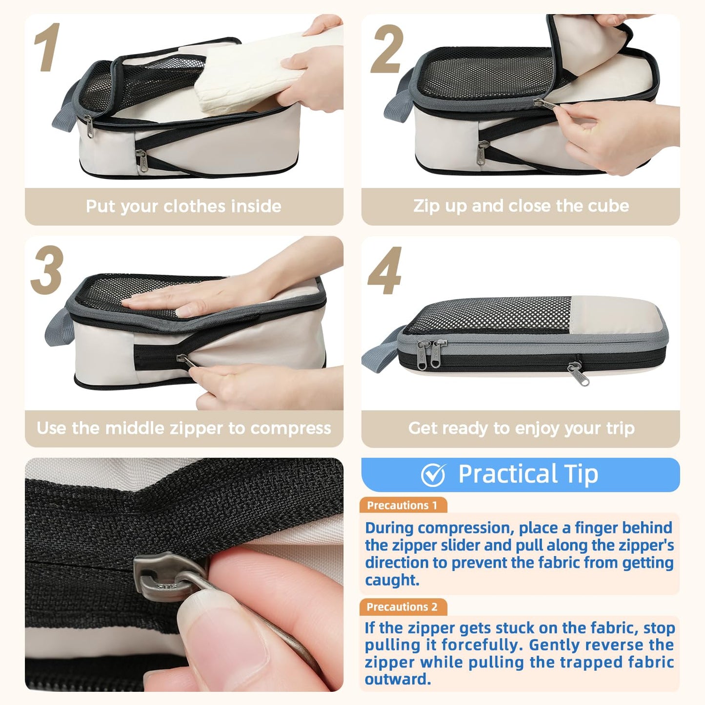 BAGAIL Expandable Travel Compression Cubes Set