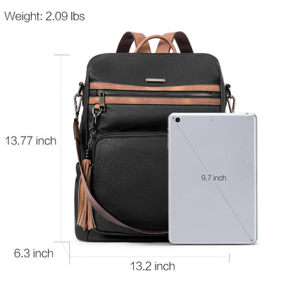 DUO-TONE Luxe Women's Leather Travel Backpack