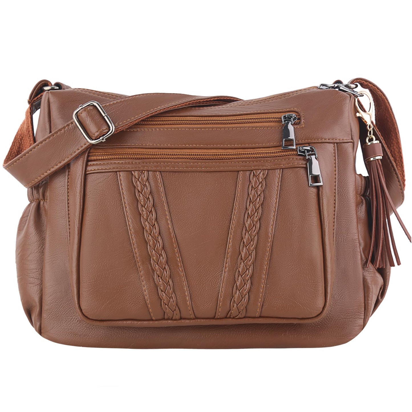 ELDA Chic Crossbody: Soft PU Leather Multi-Pocket Bag