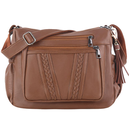 ELDA Chic Crossbody: Soft PU Leather Multi-Pocket Bag