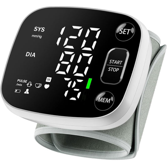 OklarHome Wrist BP Monitor: Rechargeable, Voice, LED