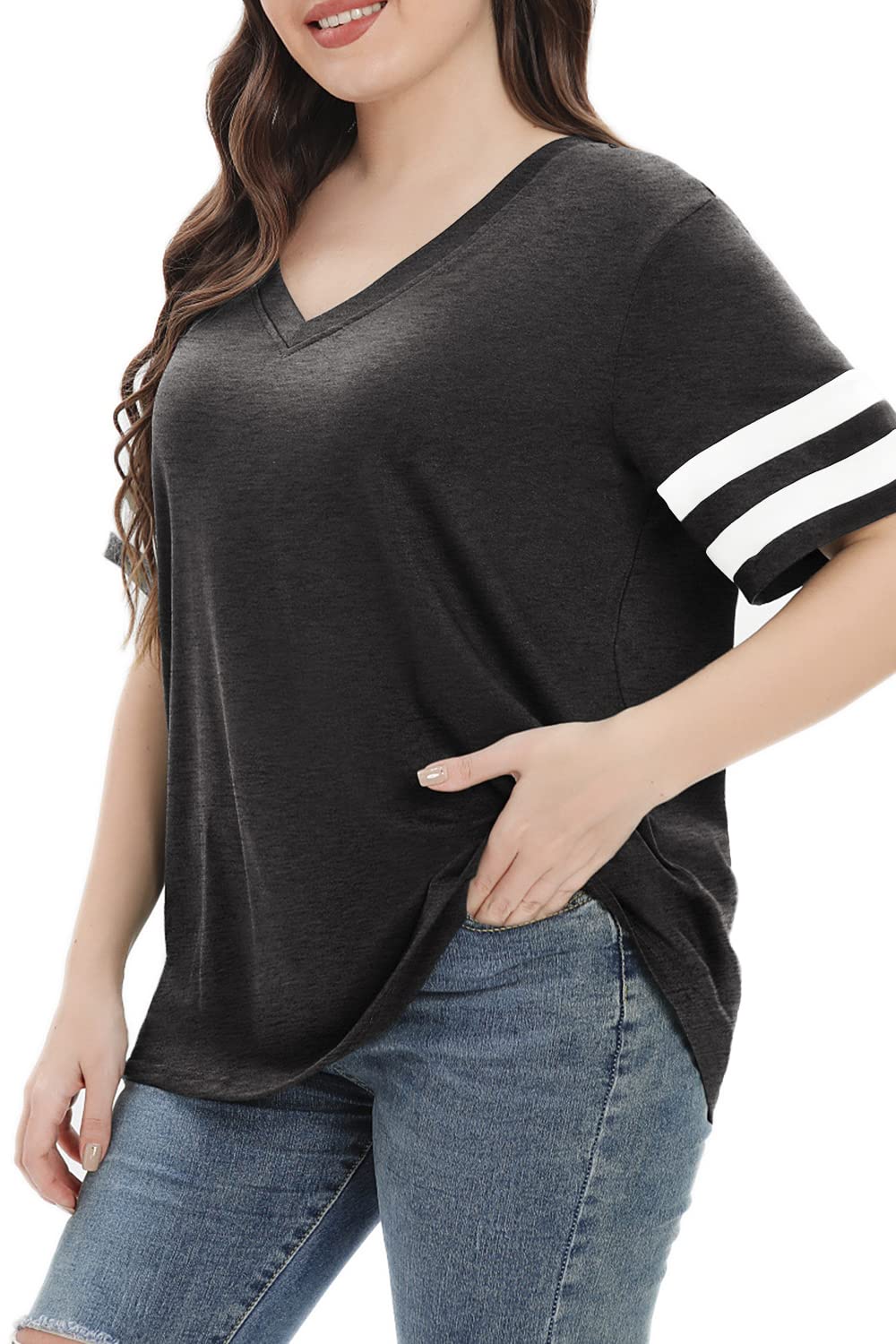 Summer V-Neck Plus Tunic Tee for Women 1X-5X