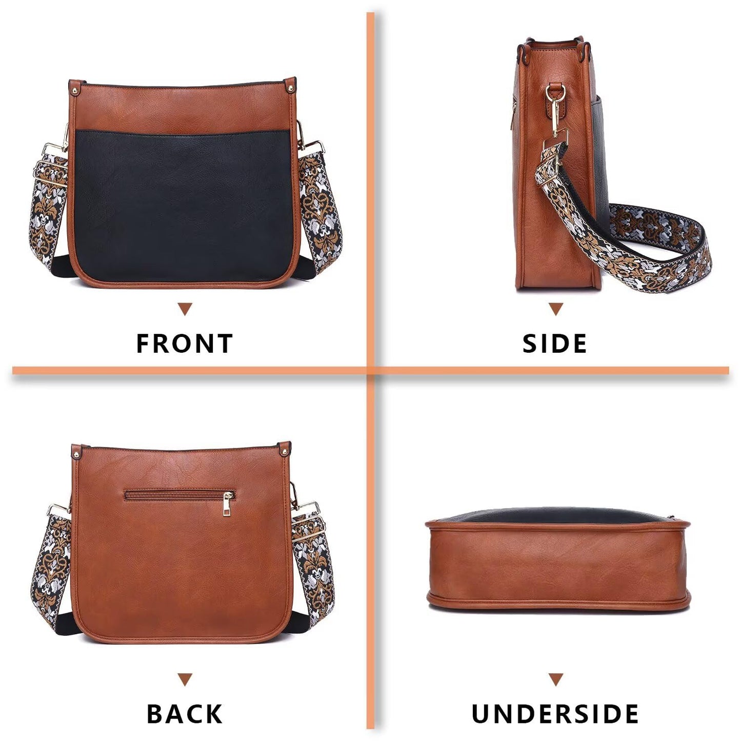 AUYOCO Chic Vegan Leather Crossbody Bag with Strap