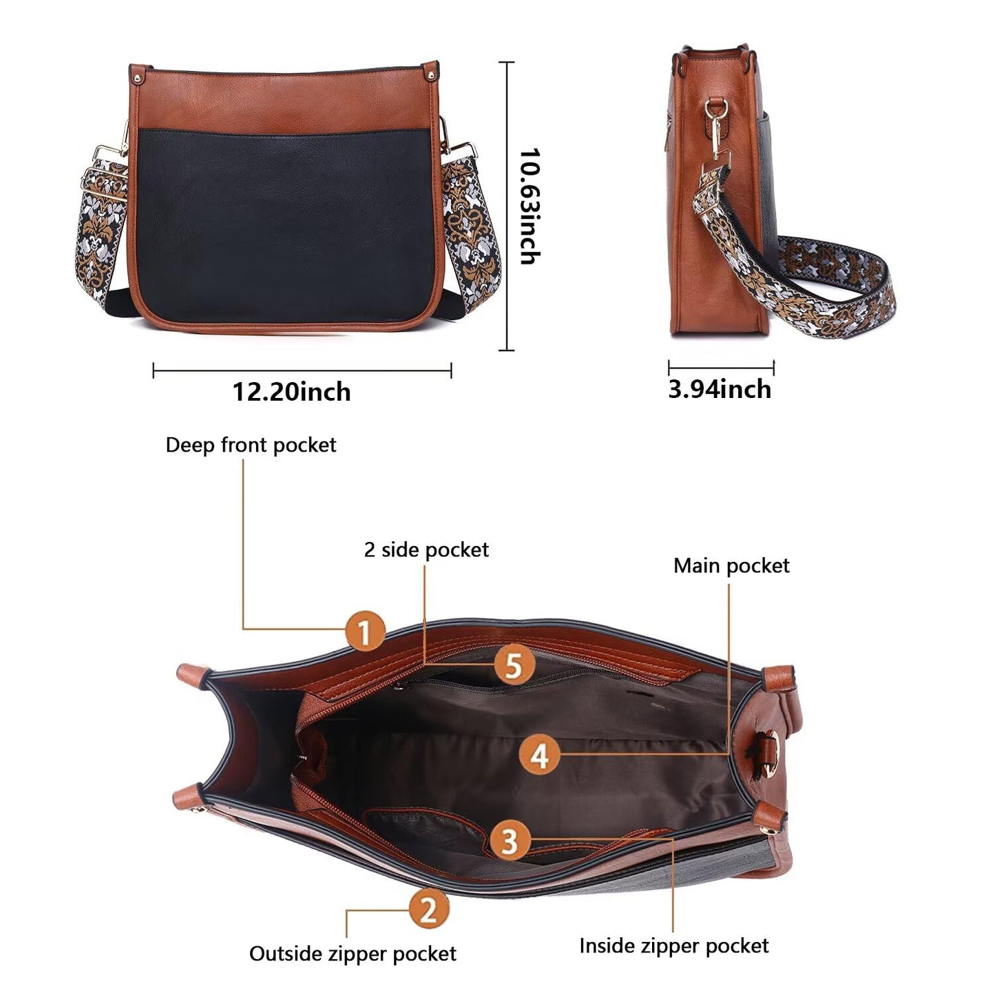 AUYOCO Chic Vegan Leather Crossbody Bag with Strap