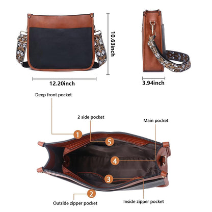 AUYOCO Chic Vegan Leather Crossbody Bag with Strap