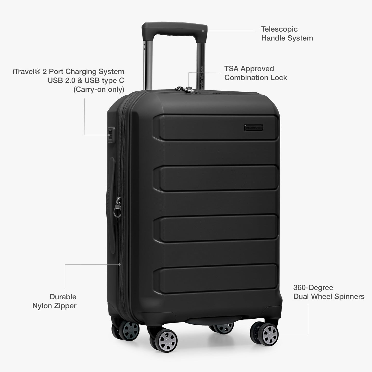 Traveler's Choice Indestructible 22 Spinner Carry-on