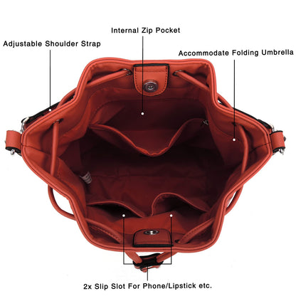 AFKOMST Chic Leather Bucket & Crossbody Bag Set