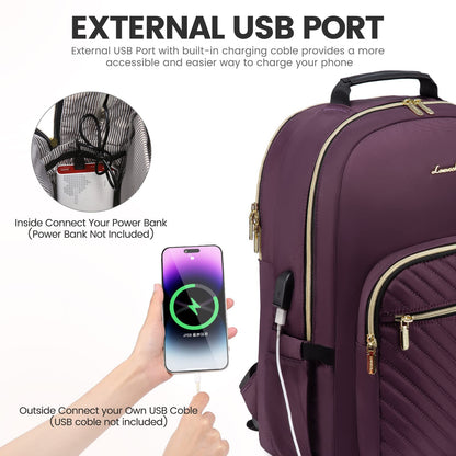 Chic Leather Laptop Backpack for Women - LoveVook