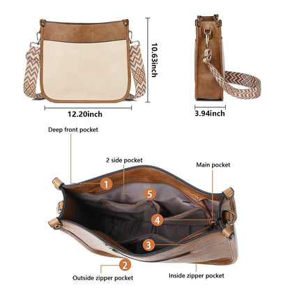 AUYOCO Chic Vegan Leather Crossbody Bag with Strap