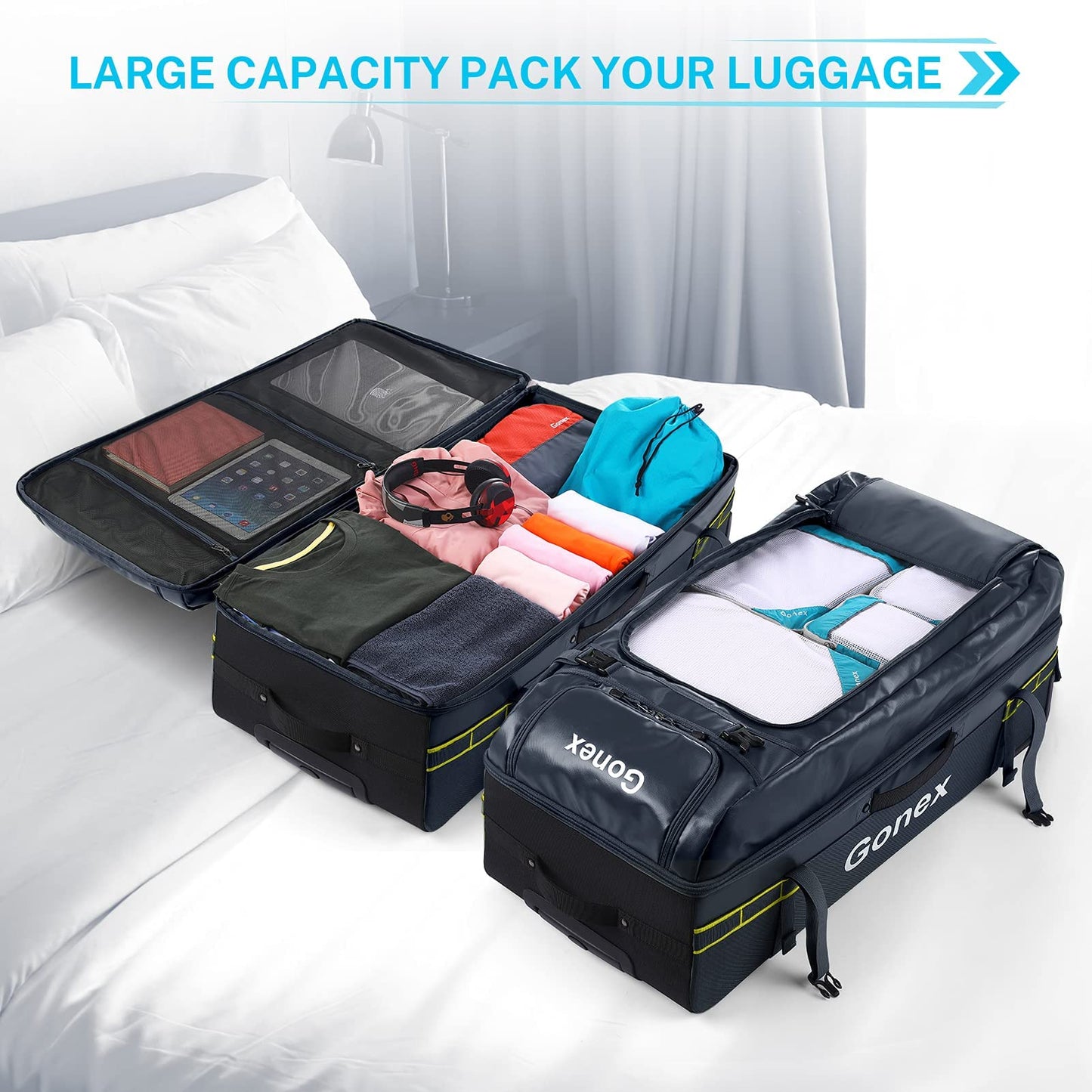 Gonex 70L Wheeled Duffle - Olive Green Travel Bag