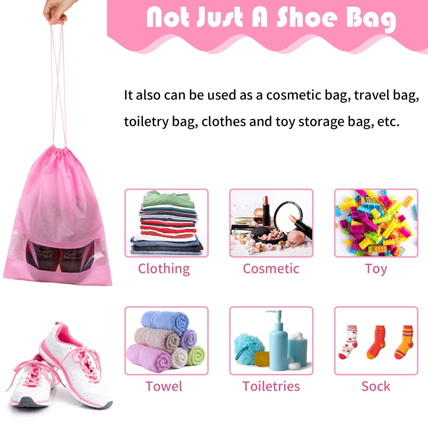 Travel Clear Shoe Bags - 5 Pack Waterproof Storage