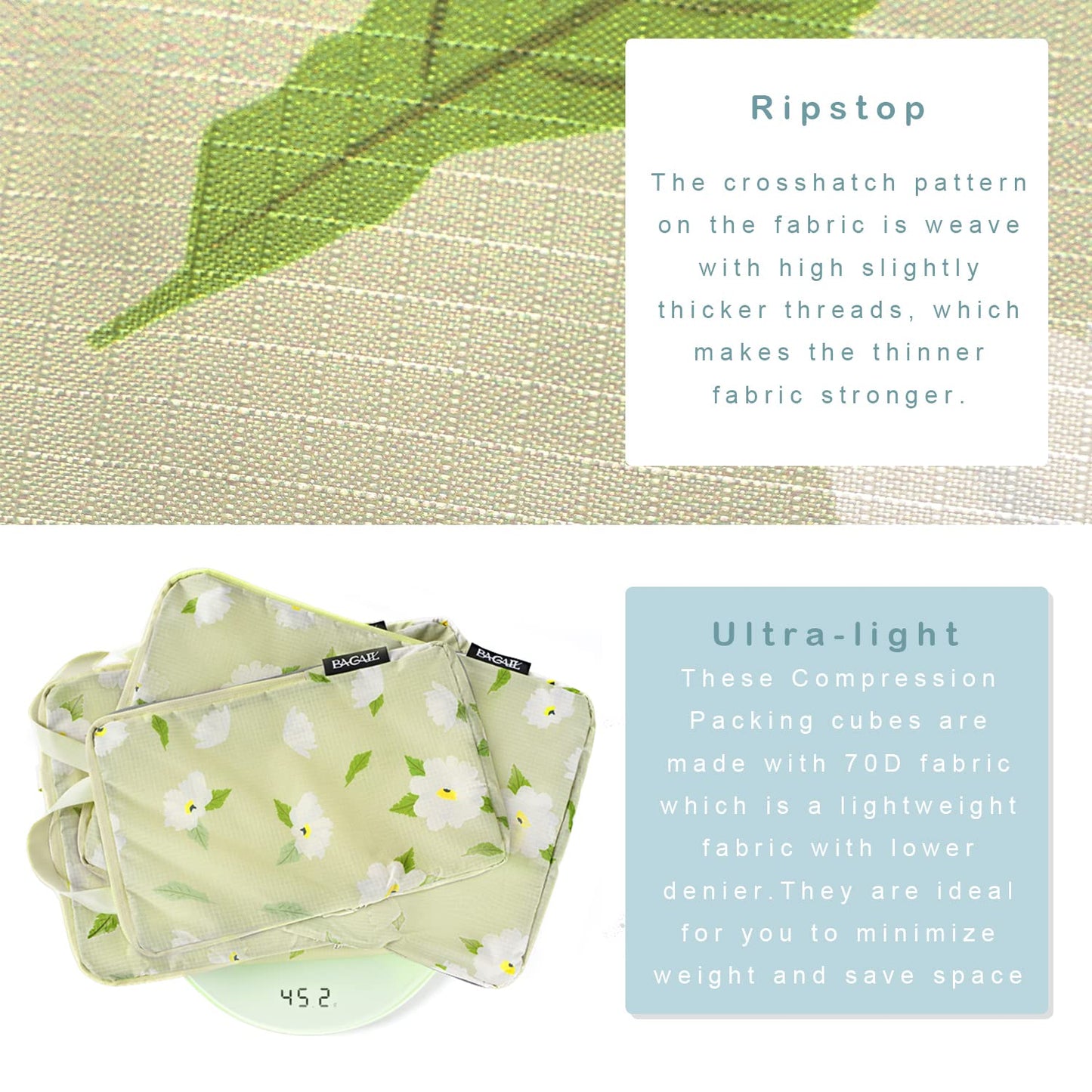 BAGAIL Travel Compression Cubes Set for Packing Ease