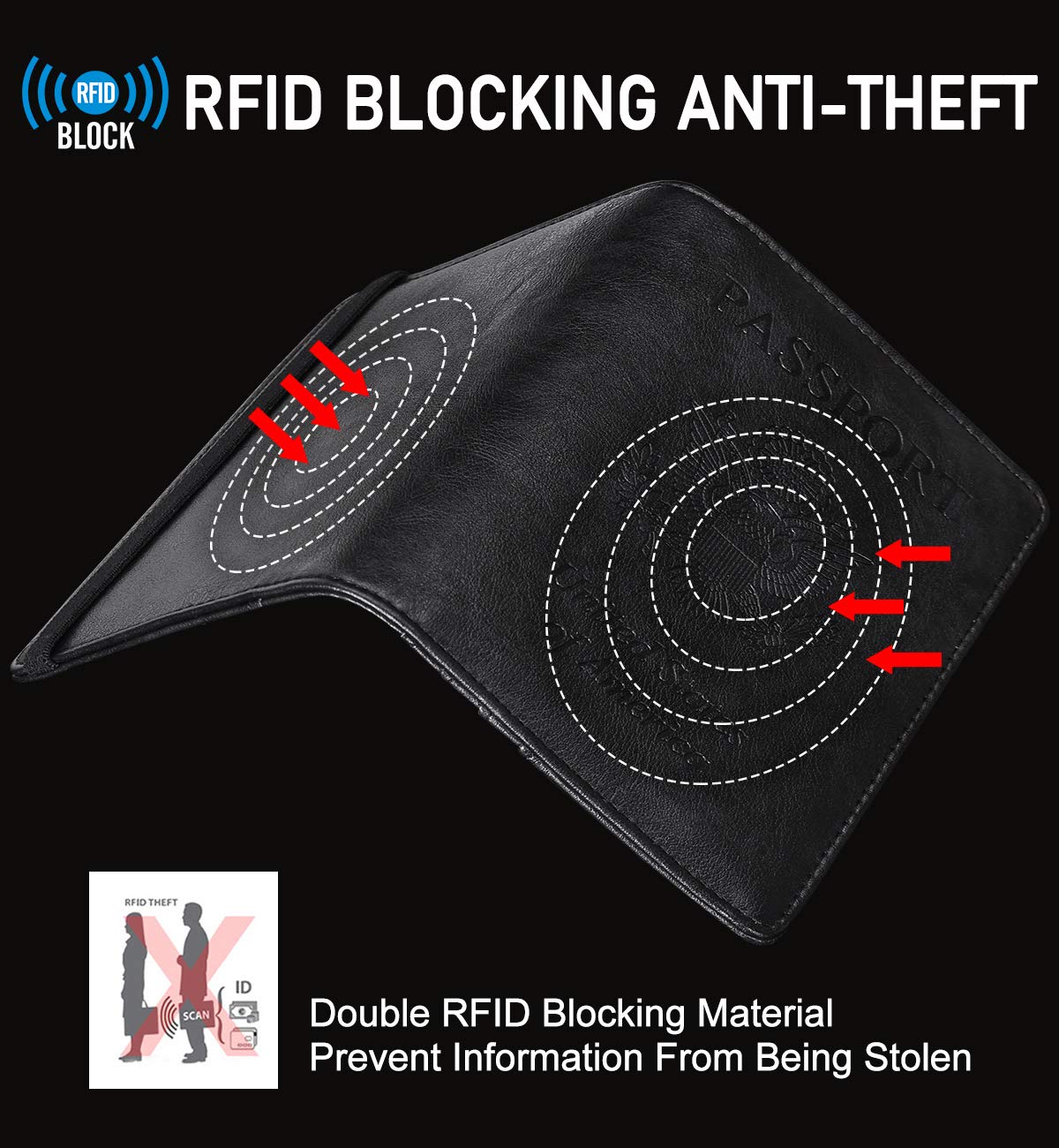 HerriaT RFID Leather Passport Wallet - Gray - Handbags Specialist Headquarter