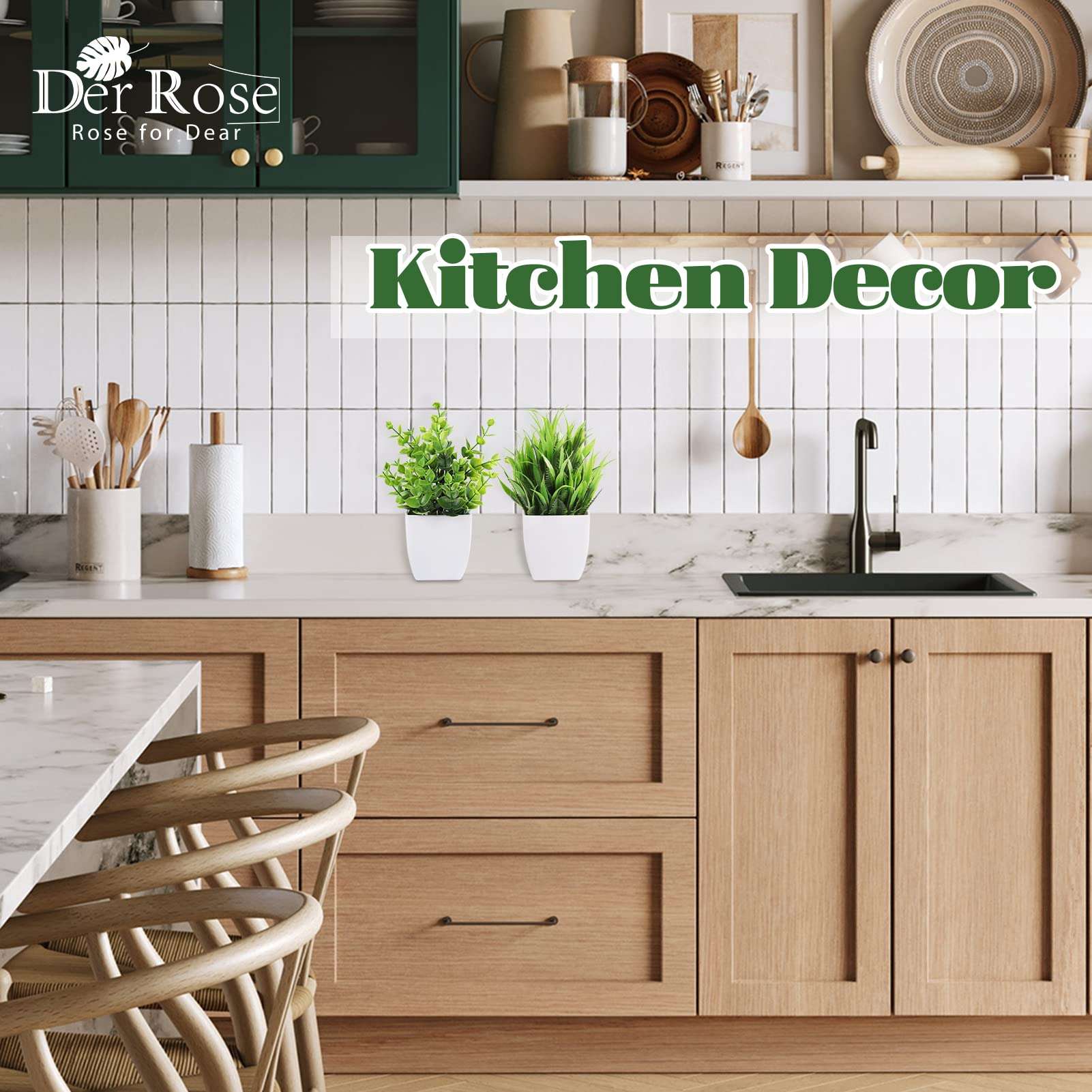 Rose Mini Potted Faux Plants - 2 Pack Decor