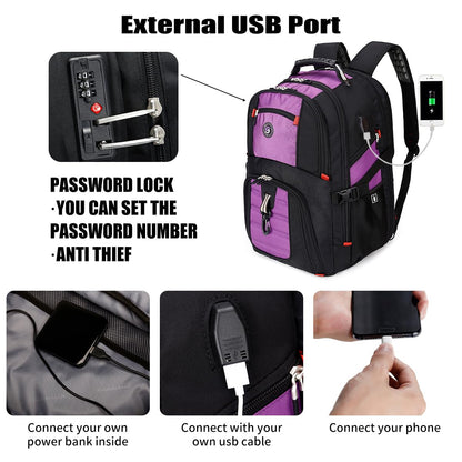 SHRRADOO 50L USB Travel Laptop Backpack - Airline Approved