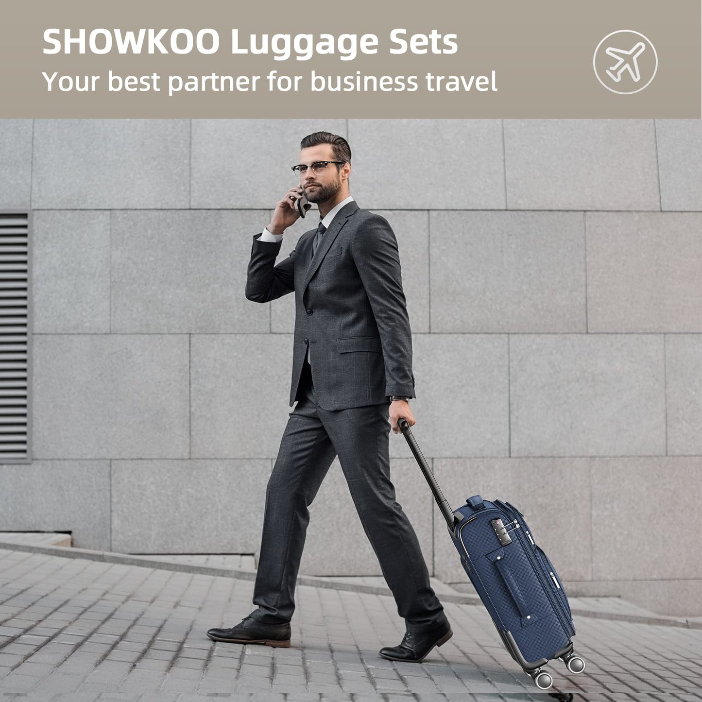 SHOWKOO Armygreen 3-Piece Expandable Luggage Set